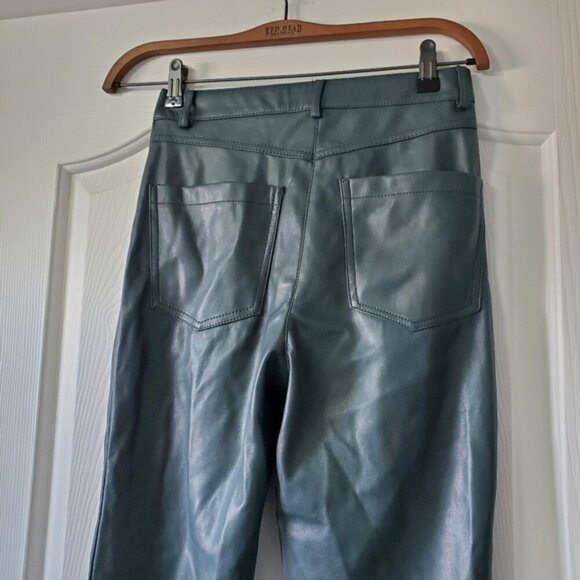 7 for All Mankind Grey Faux Leather Straight Leg Pants XS - Picture 5 of 9